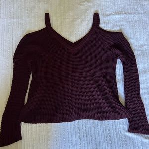 LA Hearts (from PacSun) Maroon Cold Shoulder Knit Sweater Medium